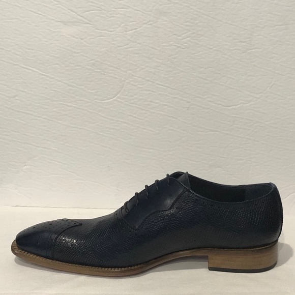 Duca shoes Italian leather navy point toe oxford main image 5